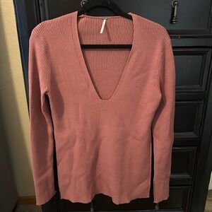 Free People V-Neck Sweater - Soft Pink